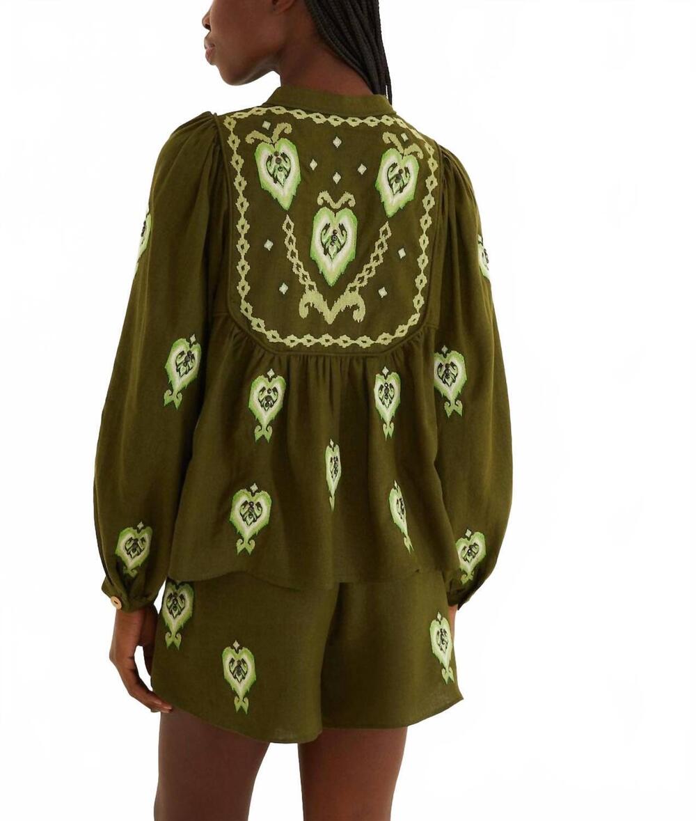 NEW FARM RIO embroidered blouse in green - Picture 3 of 4